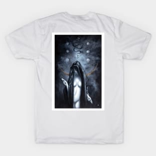 Body of Light painting, hooded person, moon, occultism, snake, tree of life, kabala, gothic art, satanism T-Shirt